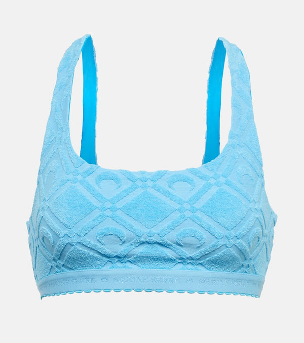 Marine Serre Jacquard cotton-blend bralette