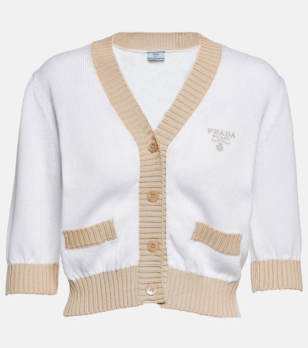 Prada Logo cropped cotton cardigan