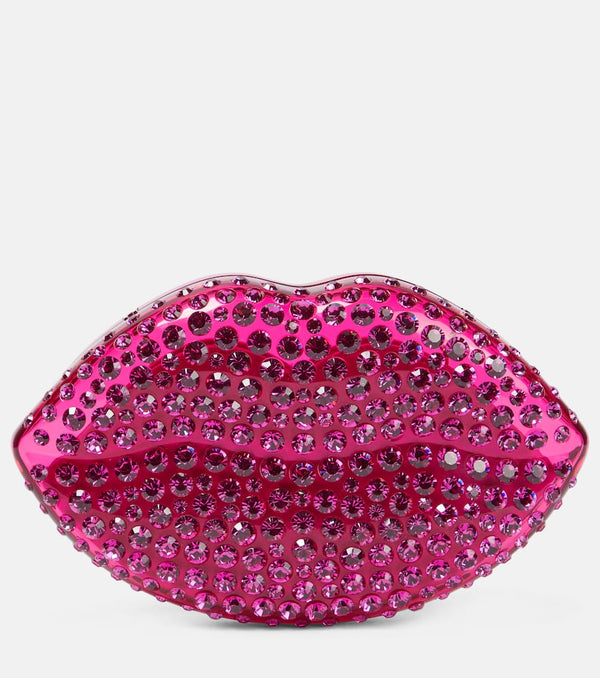 Aquazzura Kiss Me crystal-embellished clutch