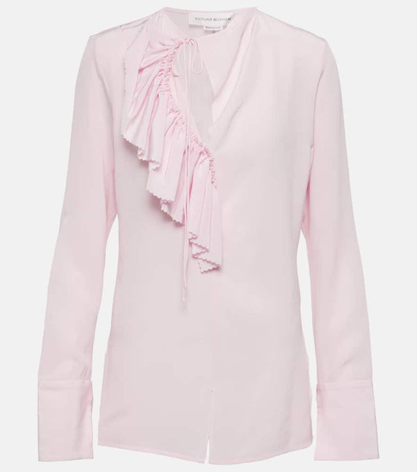 Victoria Beckham Ruffled crêpe de chine silk top