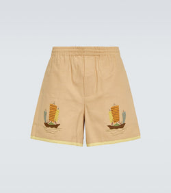 Bode Embroidered cotton shorts