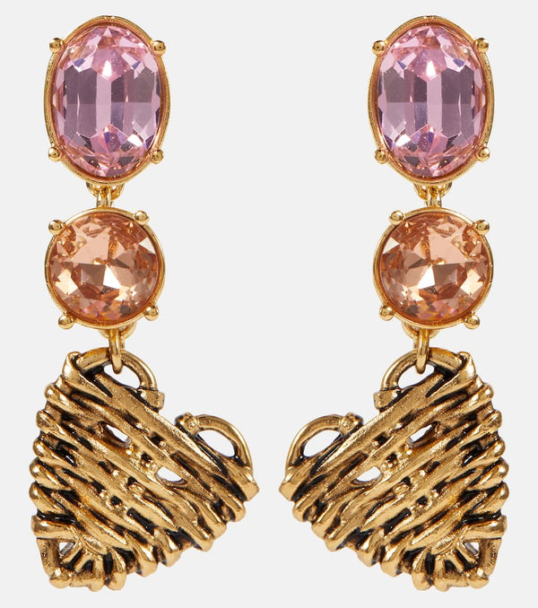 Oscar de la Renta Rattan Heart embellished earrings