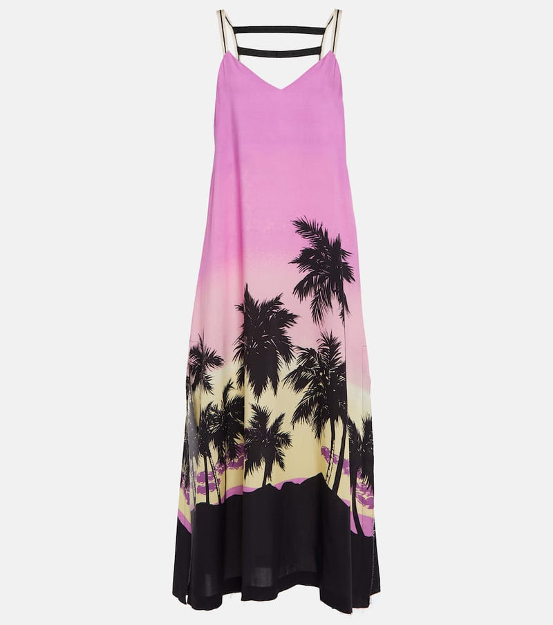 Palm Angels Printed Midi Dress Pink