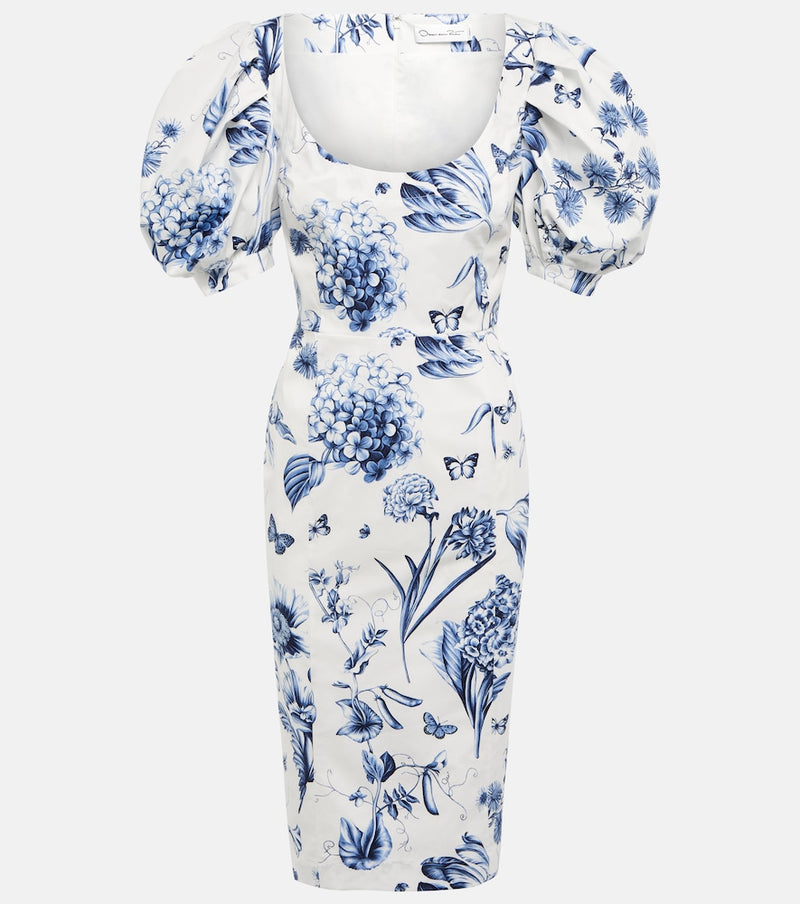 Oscar de la Renta Floral cotton-blend midi dress
