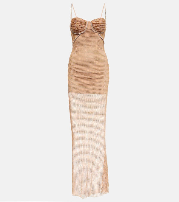 Self-Portrait Embellished fishnet maxi dress | LYBSTORE