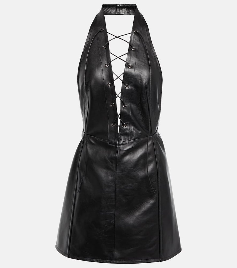 Petar Petrov Atkins V-neck leather mini dress