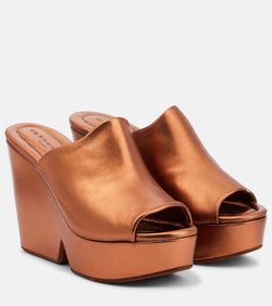 Clergerie Dolcy metallic leather platform mules