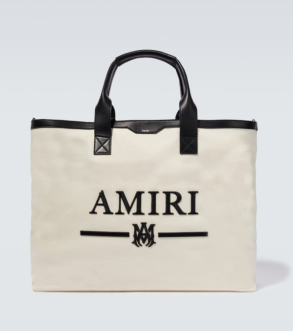 Amiri Embroidered leather-trimmed tote bag