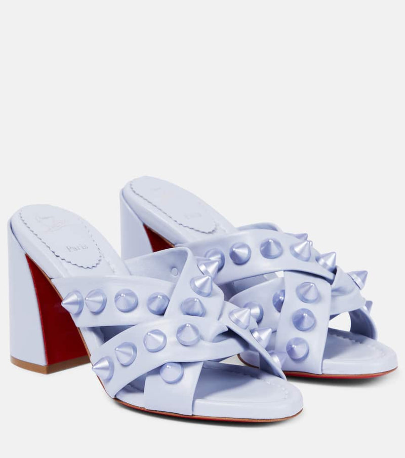 Christian Louboutin Spika Club Embellished Leather Mules Black