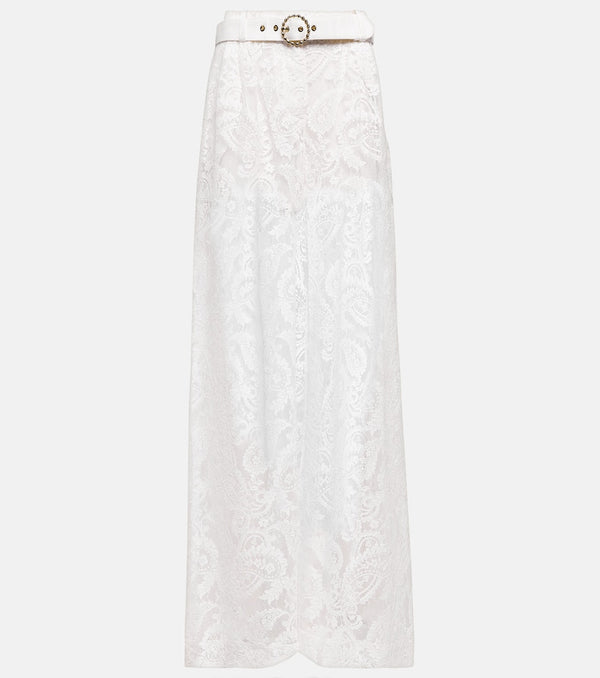 Zimmermann Embroidered high-rise wide-leg pants