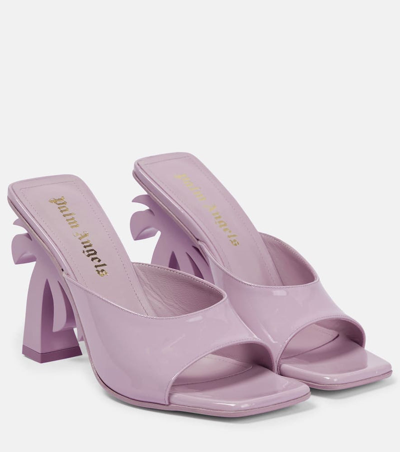 Palm Angels Palm Beach Patent Leather Mules Pink