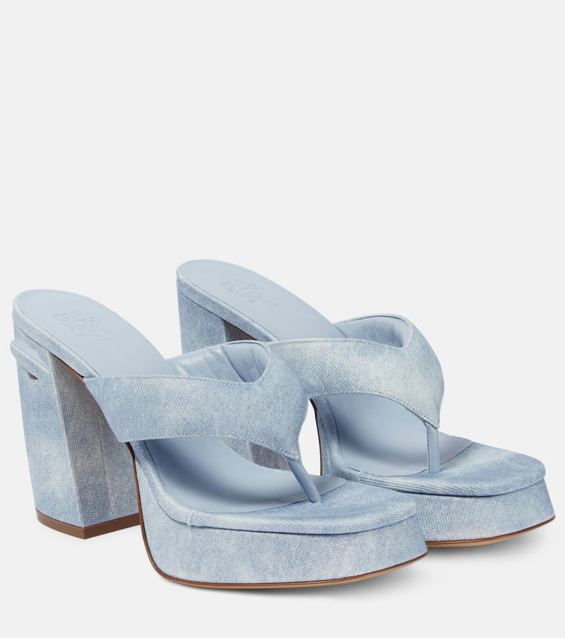 Gia Borghini Gia 17 Uni Denim Platform Thong Sandals Blue