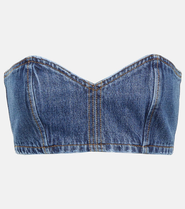 Mônot Strapless denim crop top