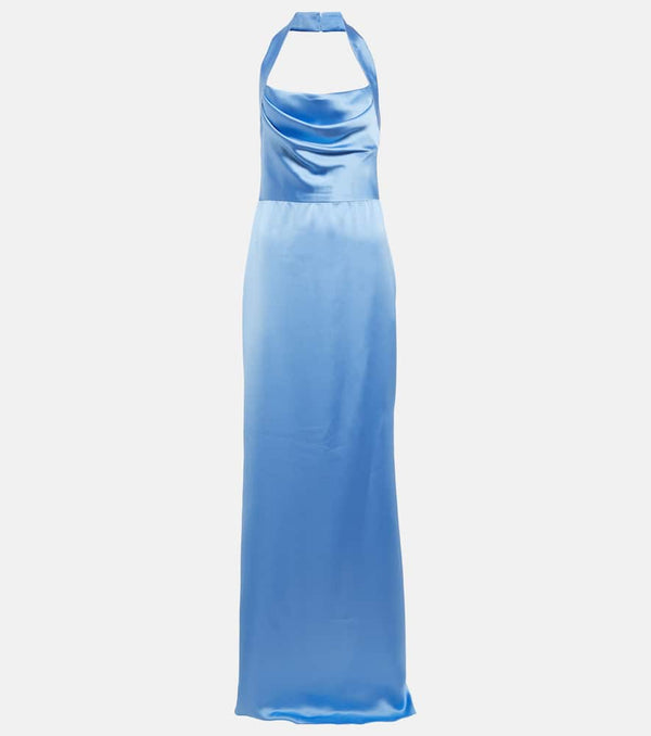 Rasario Draped halterneck satin gown