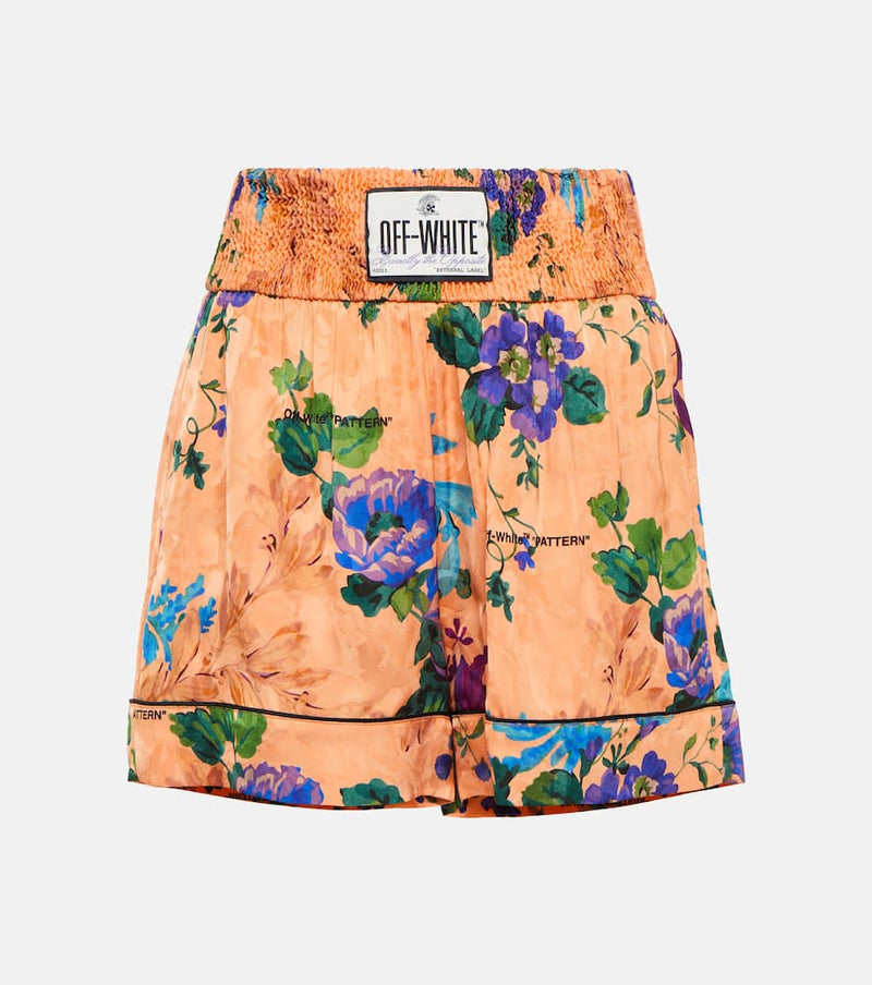 Off-White Floral Jacquard Pajama Shorts Multicoloured
