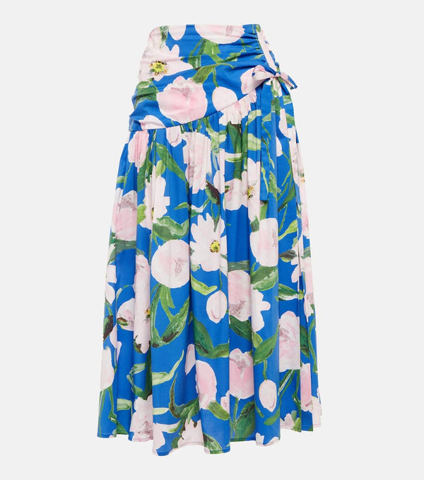 Carolina Herrera Floral cotton-blend midi skirt