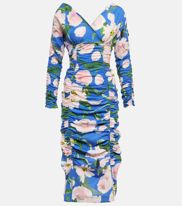 Carolina Herrera Floral ruched cotton-blend midi dress