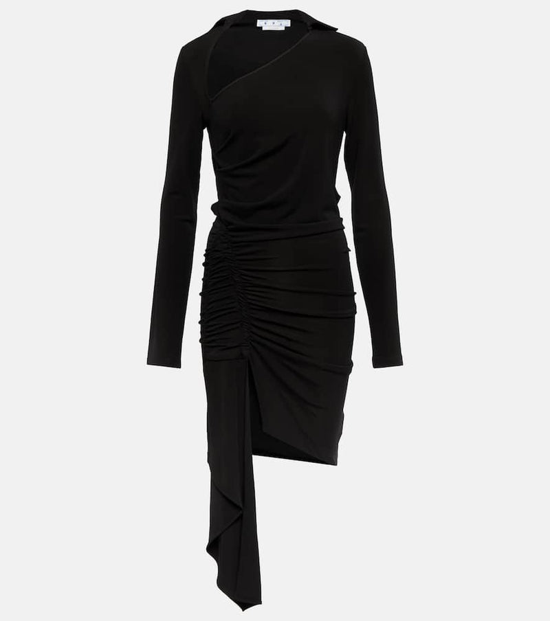 Off-White Asymmetric Crepe Minidress Black
