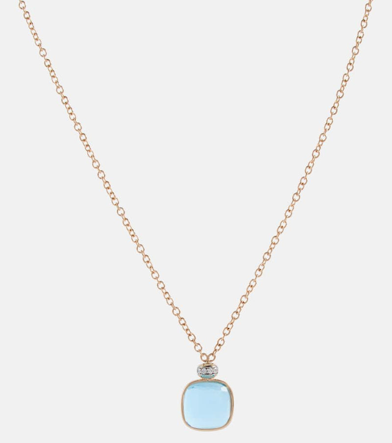 Pomellato Nudo 18kt gold necklace with blue topaz and diamonds