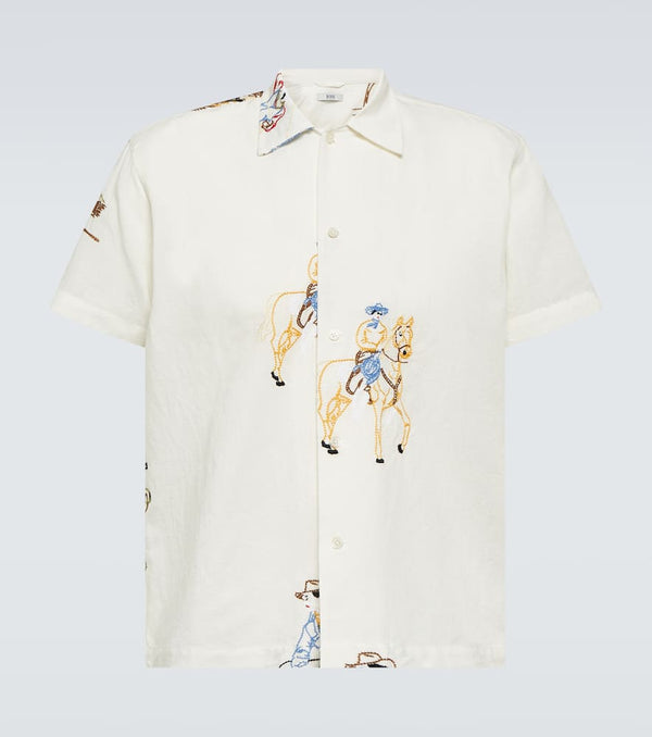 Bode Embroidered linen and cotton shirt