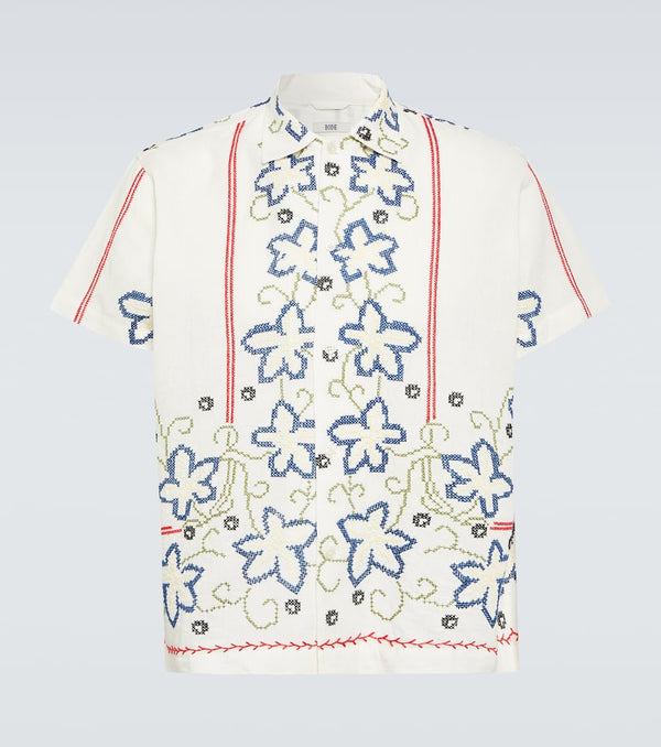 Bode Embroidered cotton and linen shirt