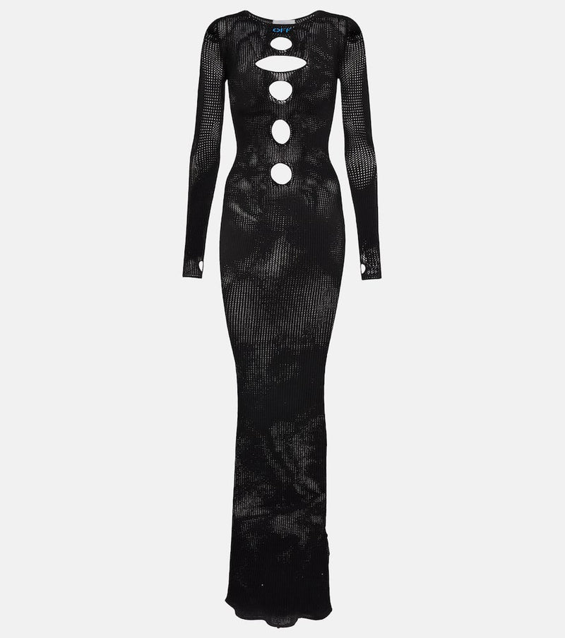 Off-White Cutout Knit Gown Black