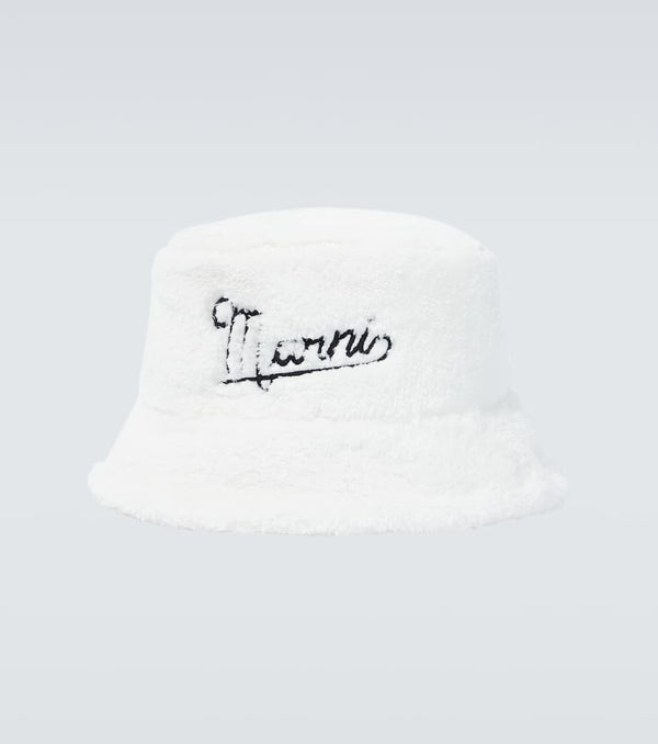 Marni Embroidered faux fur bucket hat