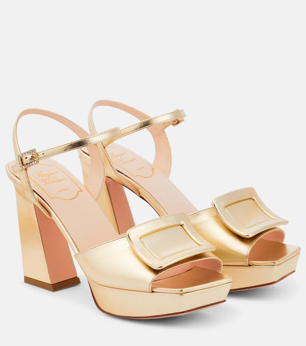 Roger Vivier Embellished metallic leather platform sandals