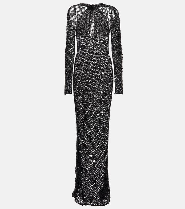 Coperni Sequin-embellished crochet maxi dress