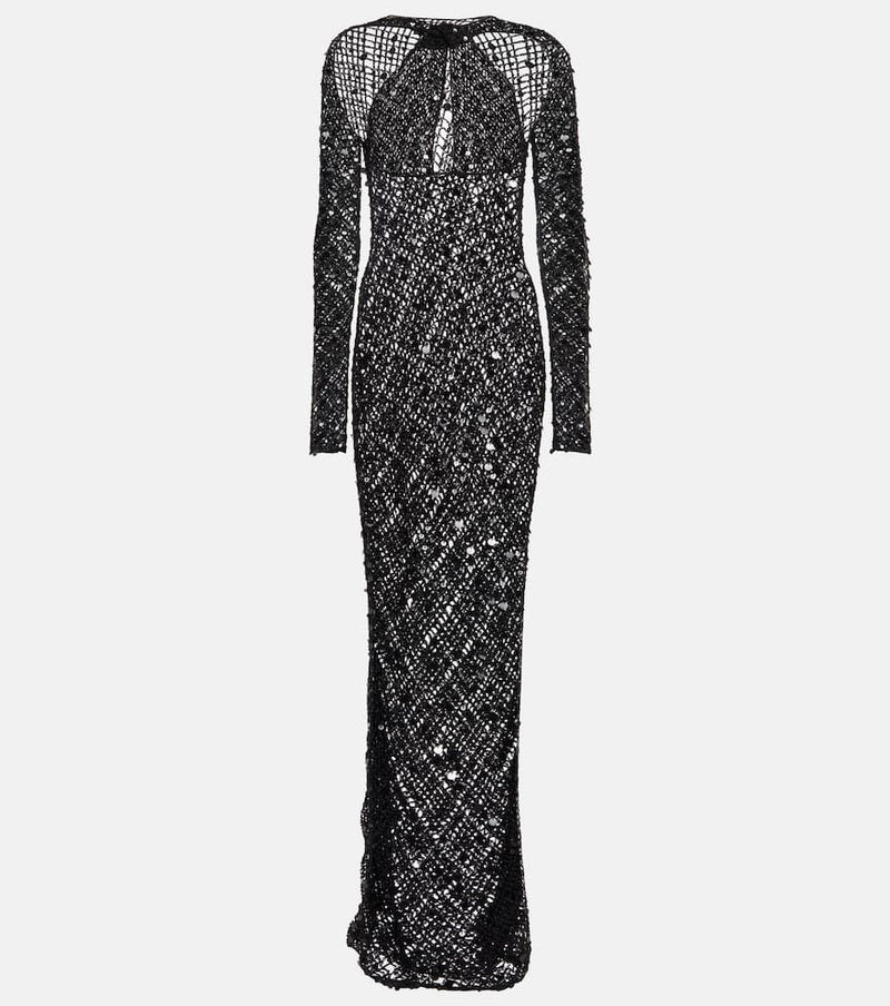 Coperni Sequin-embellished crochet maxi dress