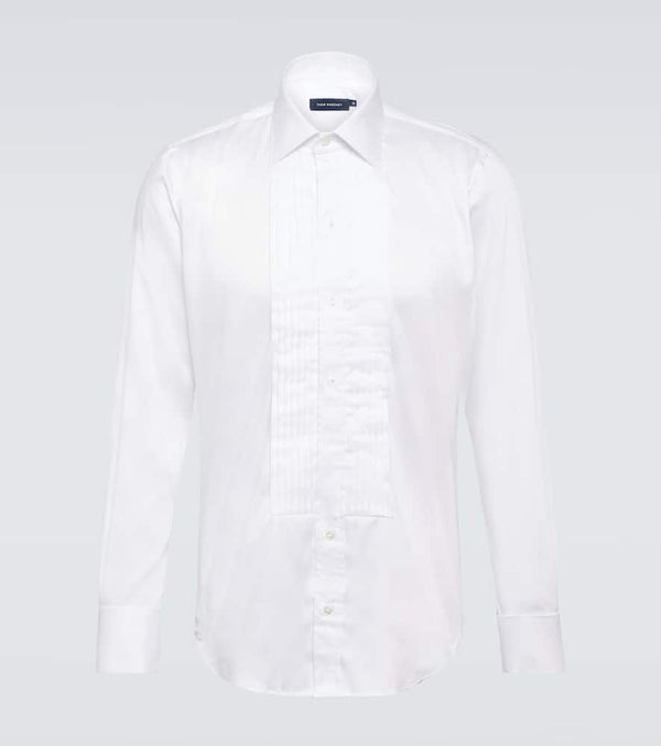 Thom Sweeney Cotton-blend poplin tuxedo shirt