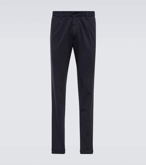 Thom Sweeney Pleated mid-rise cotton chinos