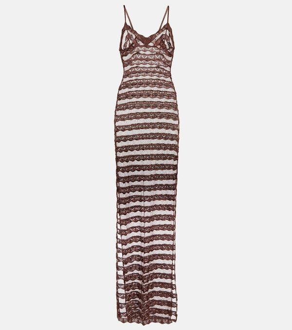 Aya Muse Semi-sheer lace camisole maxi dress | LYBSTORE