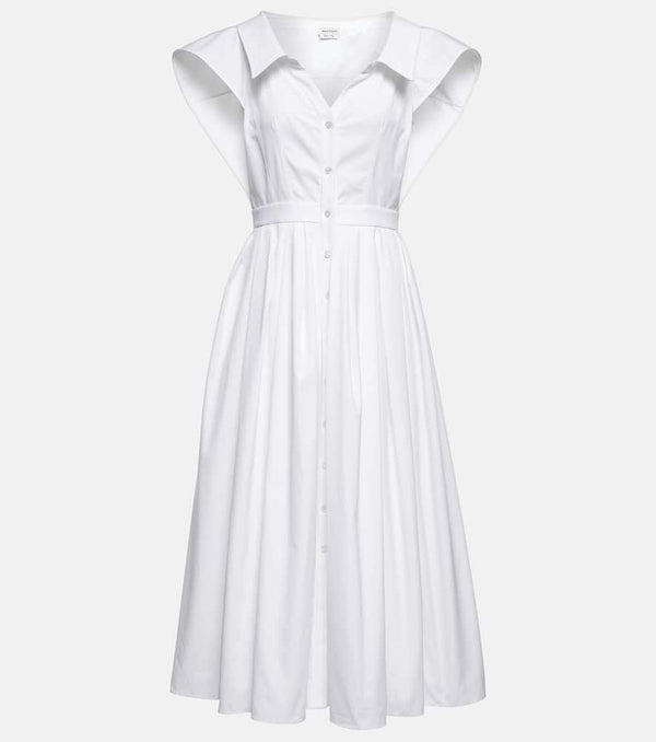 Alexander McQueen Collared cotton poplin midi dress