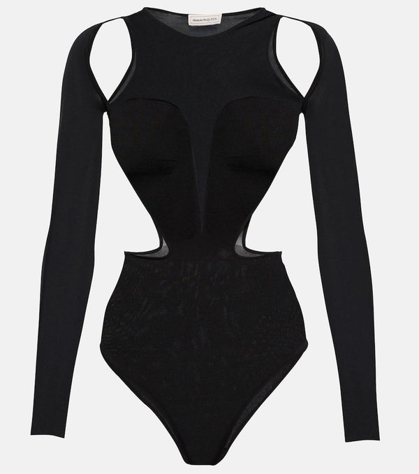 Alexander McQueen Cutout silk-blend bodysuit