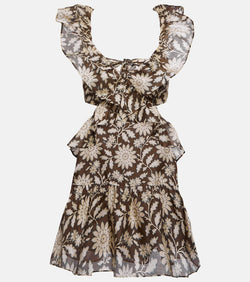 SIR Ruffled cotton and silk minidress