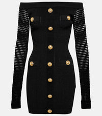 Balmain Off-shoulder knit minidress