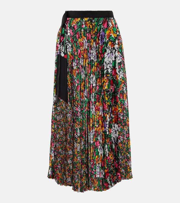 Sacai High-rise floral midi skirt