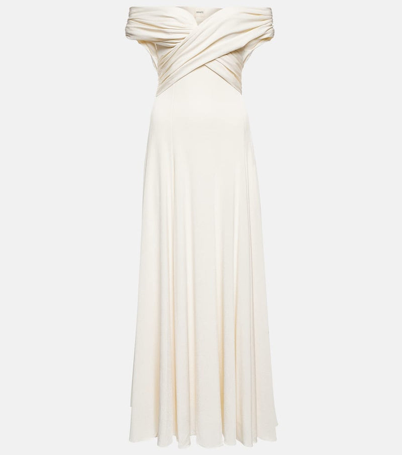 Khaite Bruna off-shoulder crêpe maxi dress