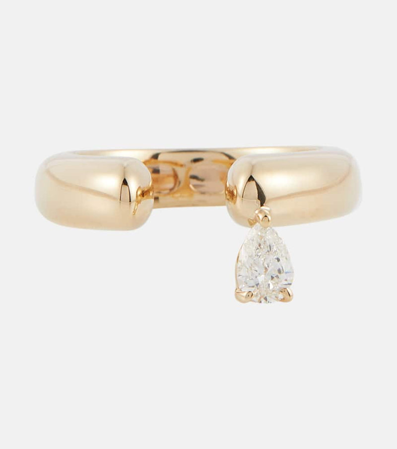 Rainbow K Tube 14kt gold ring with diamond