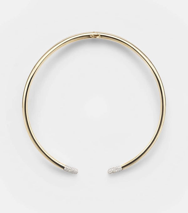 Rainbow K Tube 14kt gold necklace with diamonds