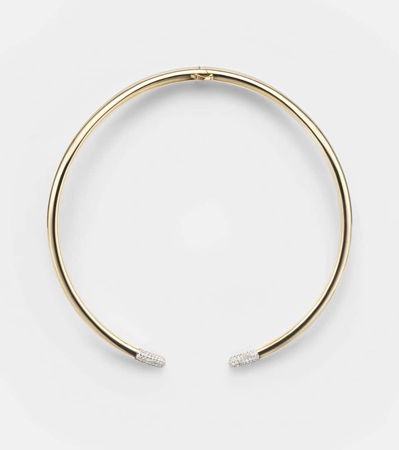 Rainbow K Tube 14kt gold necklace with diamonds