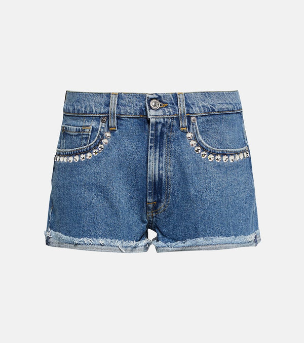 7 For All Mankind Crystal-embellished denim shorts