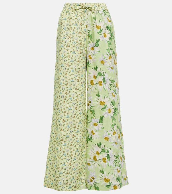 Alémais Floral wide-leg linen pants