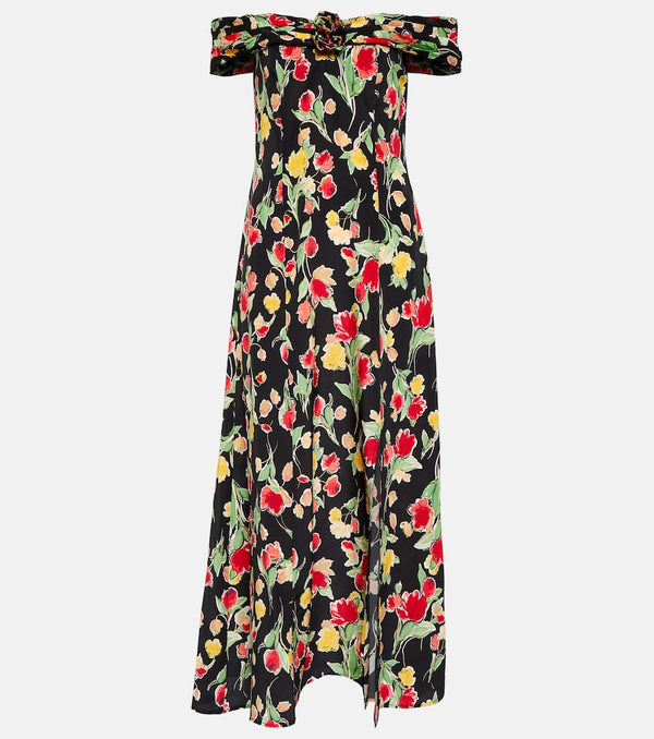 Rixo Freya floral silk midi dress