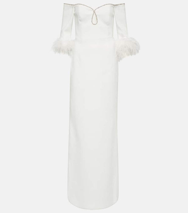 Rebecca Vallance Bridal Plume feather-trimmed crêpe gown