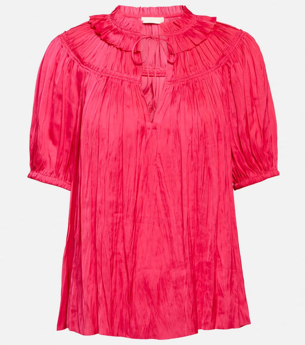 Ulla Johnson Eleni plissé satin top