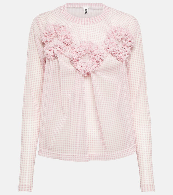 Noir Kei Ninomiya Tulle-trimmed gingham top