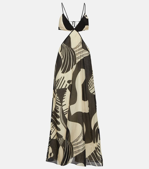 SIR Realisme cutout printed silk maxi dress