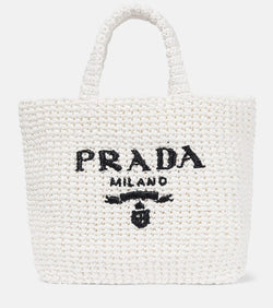 Prada Small logo crochet tote bag